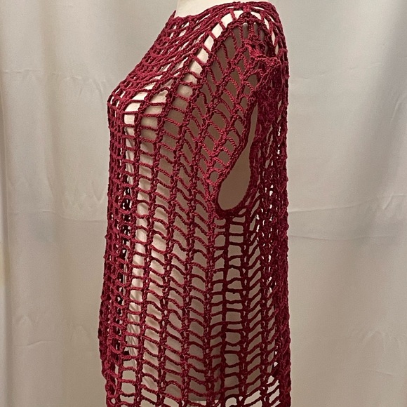 Red Open Knit Top - Picture 4 of 4